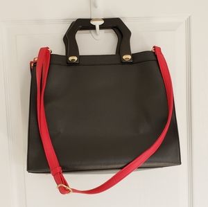 Vegan Leather Tote Bag with Wood Handles